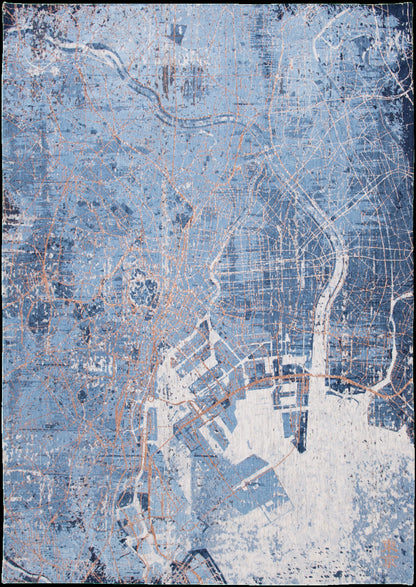 5 x 7 Blue & Black Non Skid Rug