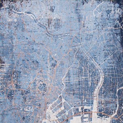 5 x 7 Blue & Black Non Skid Rug
