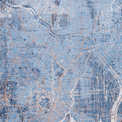 6 x 8 Blue & Black Non Skid Rug