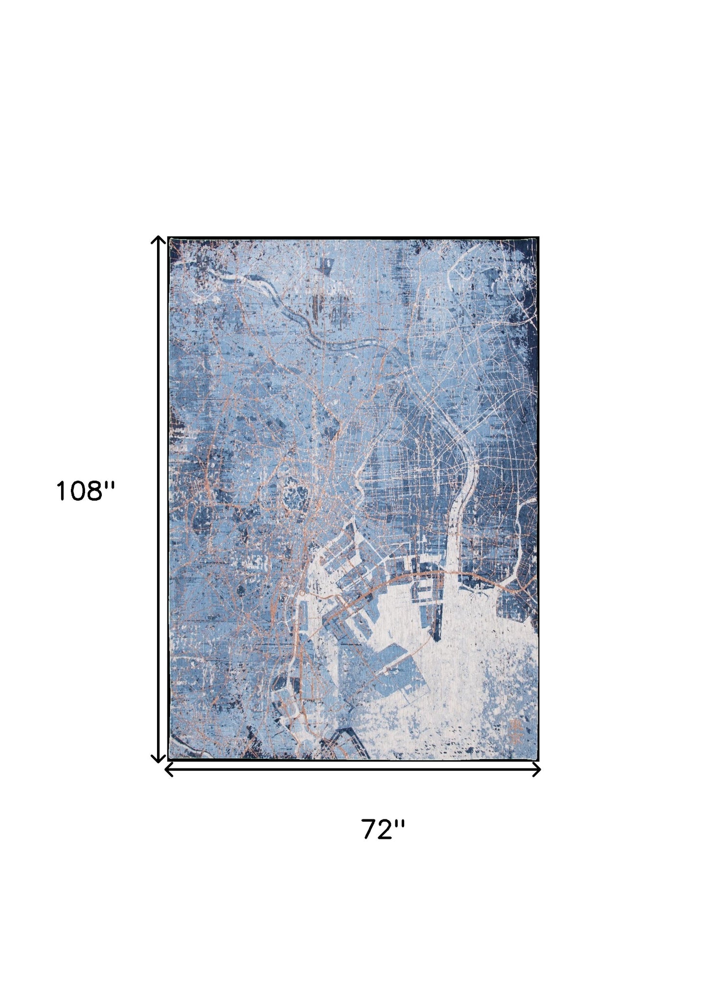 7 x 9 Blue & Black Non Skid Rug