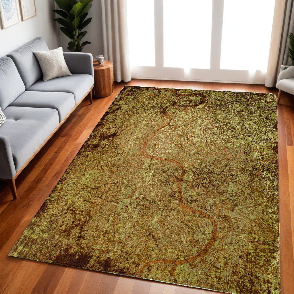 5 x 7 Green & Brown Non Skid Rug