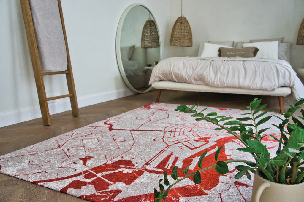 6 x 8 Red & White Non Skid Rug