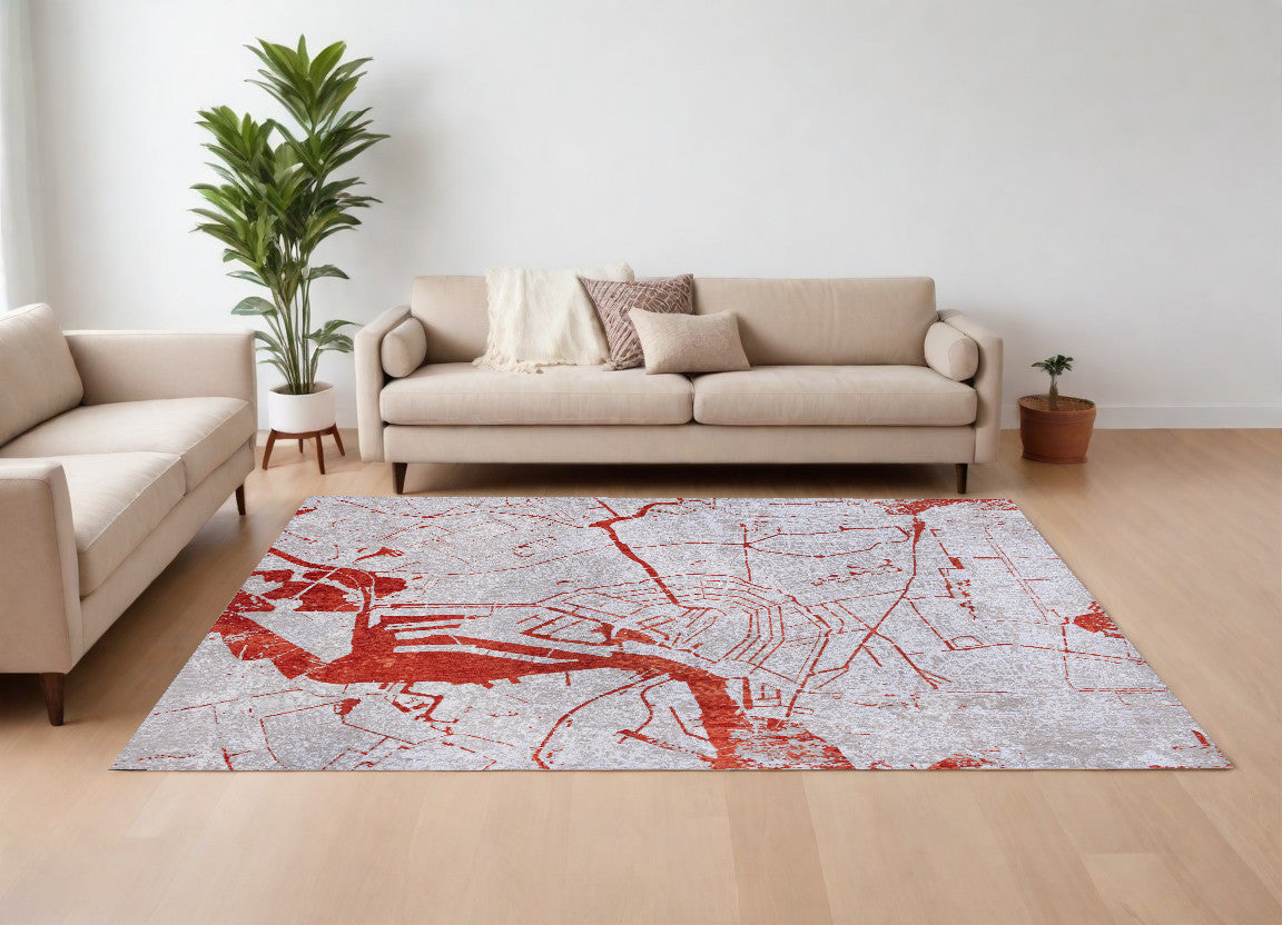 6 x 8 Red & White Non Skid Rug