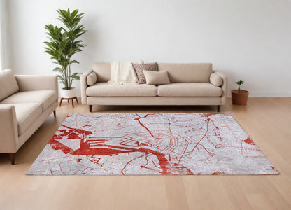 6 x 8 Red & White Non Skid Rug