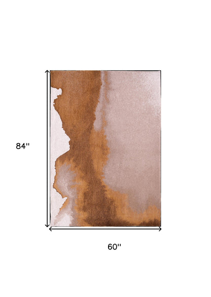 6 x 8 Yellow & Brown Non Skid Rug