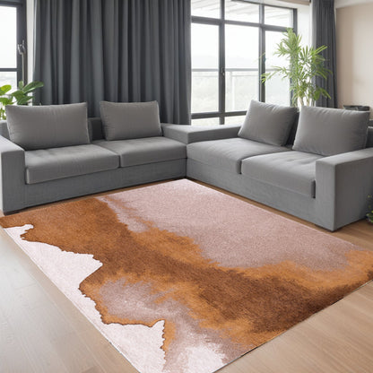 6 x 8 Yellow & Brown Non Skid Rug