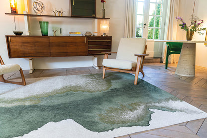 6 x 8 Gray & Green Non Skid Rug