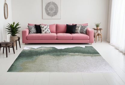 6 x 8 Gray & Green Non Skid Rug