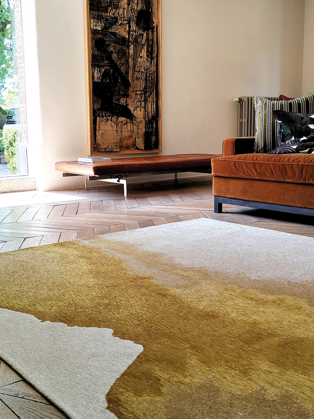 6 x 8 Gray & Yellow Non Skid Rug