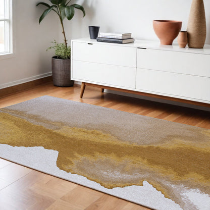 6 x 8 Gray & Yellow Non Skid Rug