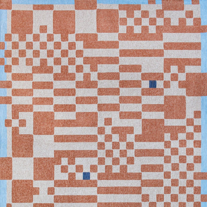 5 x 7 Blue & Red Geometric Non Skid Rug