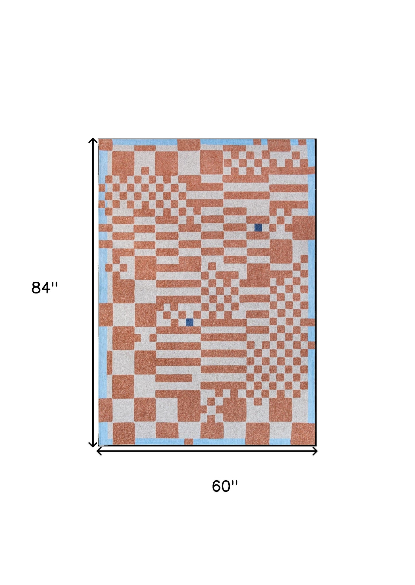 6 x 8 Blue & Red Geometric Non Skid Rug