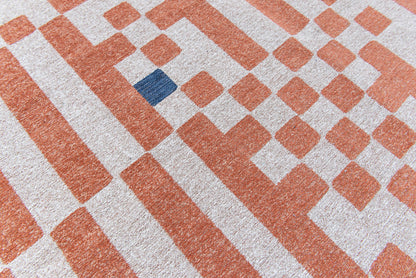 7 x 9 Blue & Red Geometric Non Skid Rug
