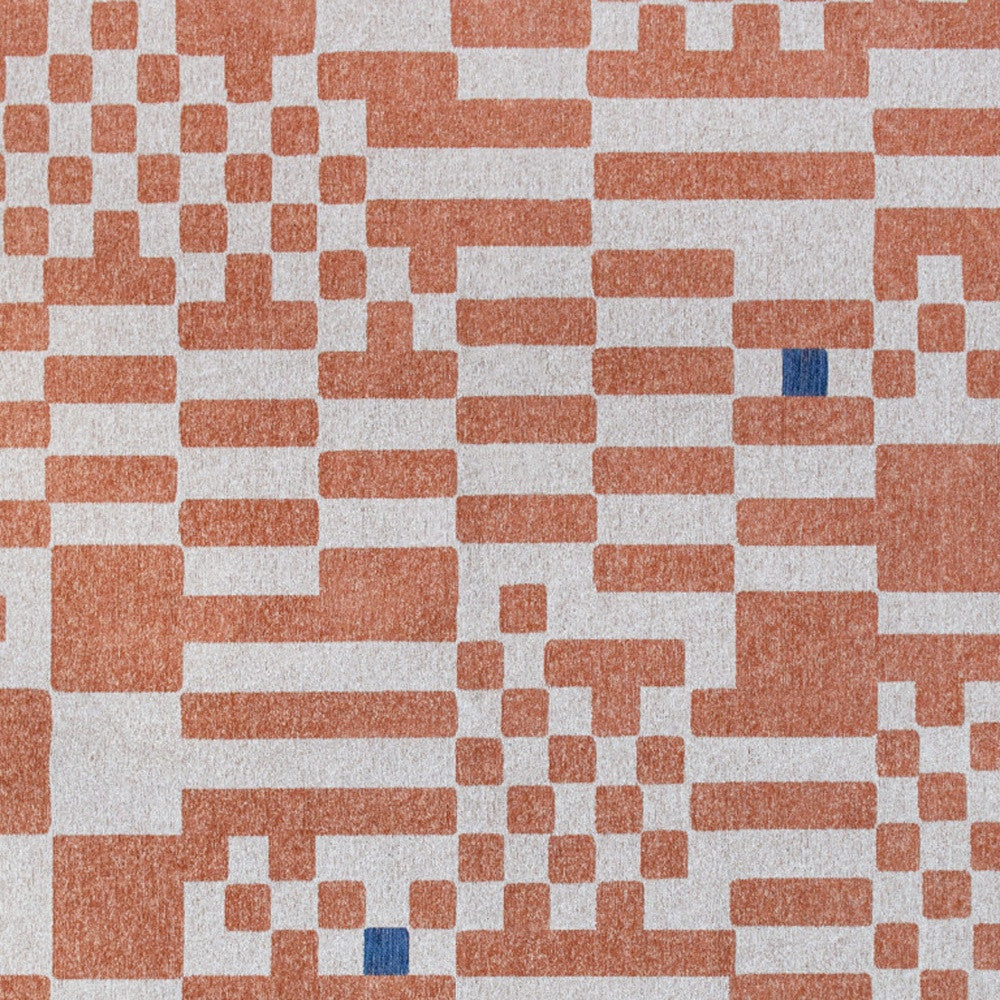 7 x 9 Blue & Red Geometric Non Skid Rug