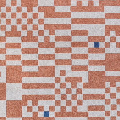 7 x 9 Blue & Red Geometric Non Skid Rug