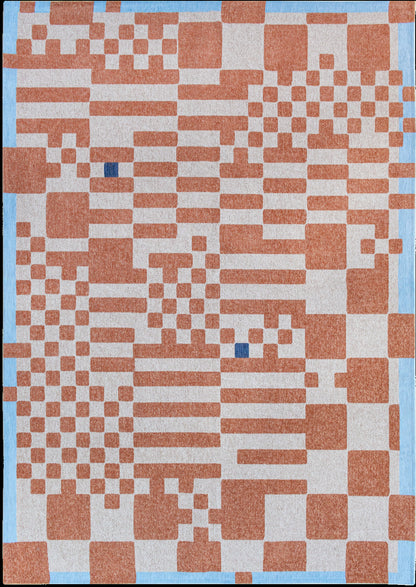 7 x 9 Blue & Red Geometric Non Skid Rug