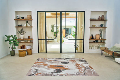 5 x 7 Gray & White Non Skid Rug