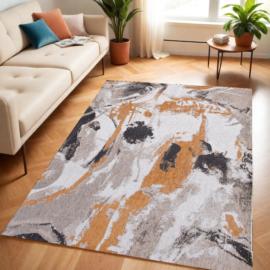5 x 7 Gray & White Non Skid Rug