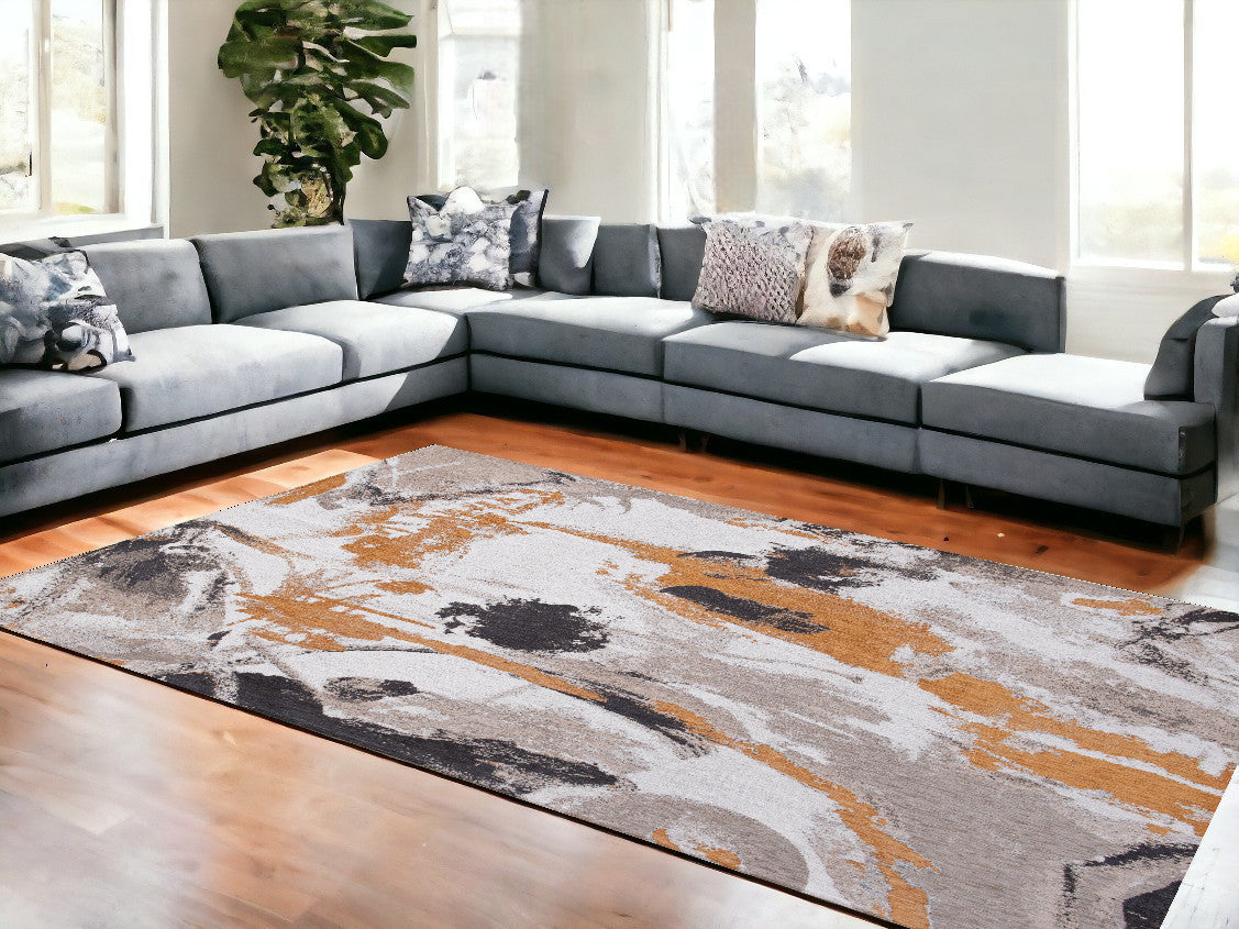 7 x 9 Gray & White Non Skid Rug