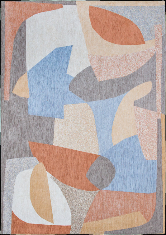 7 x 9 Blue & Gray Non Skid Rug