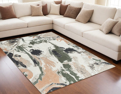 5 x 7 Gray & Orange Non Skid Rug