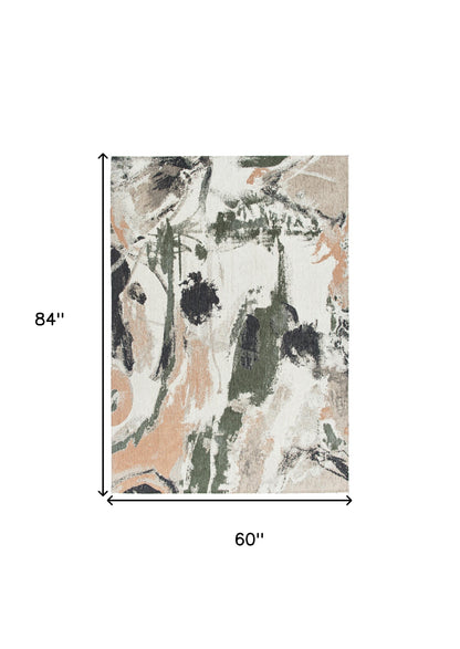 6 x 8 Gray & Orange Non Skid Rug