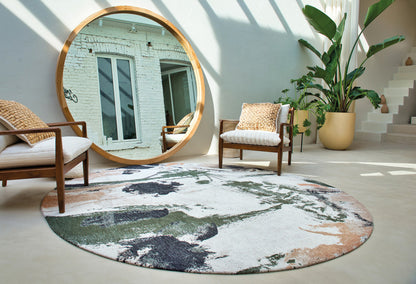 7 x 9 Gray & Orange Non Skid Rug