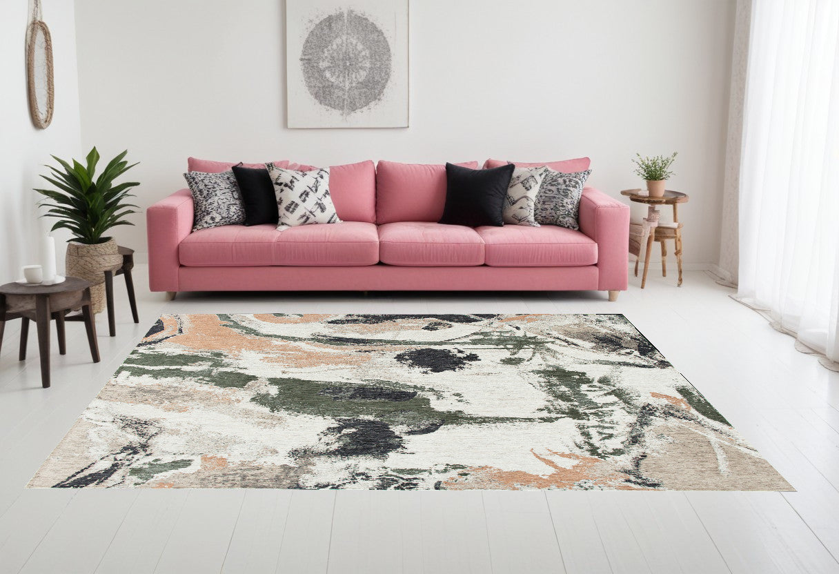 7 x 9 Gray & Orange Non Skid Rug