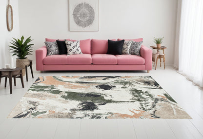 7 x 9 Gray & Orange Non Skid Rug