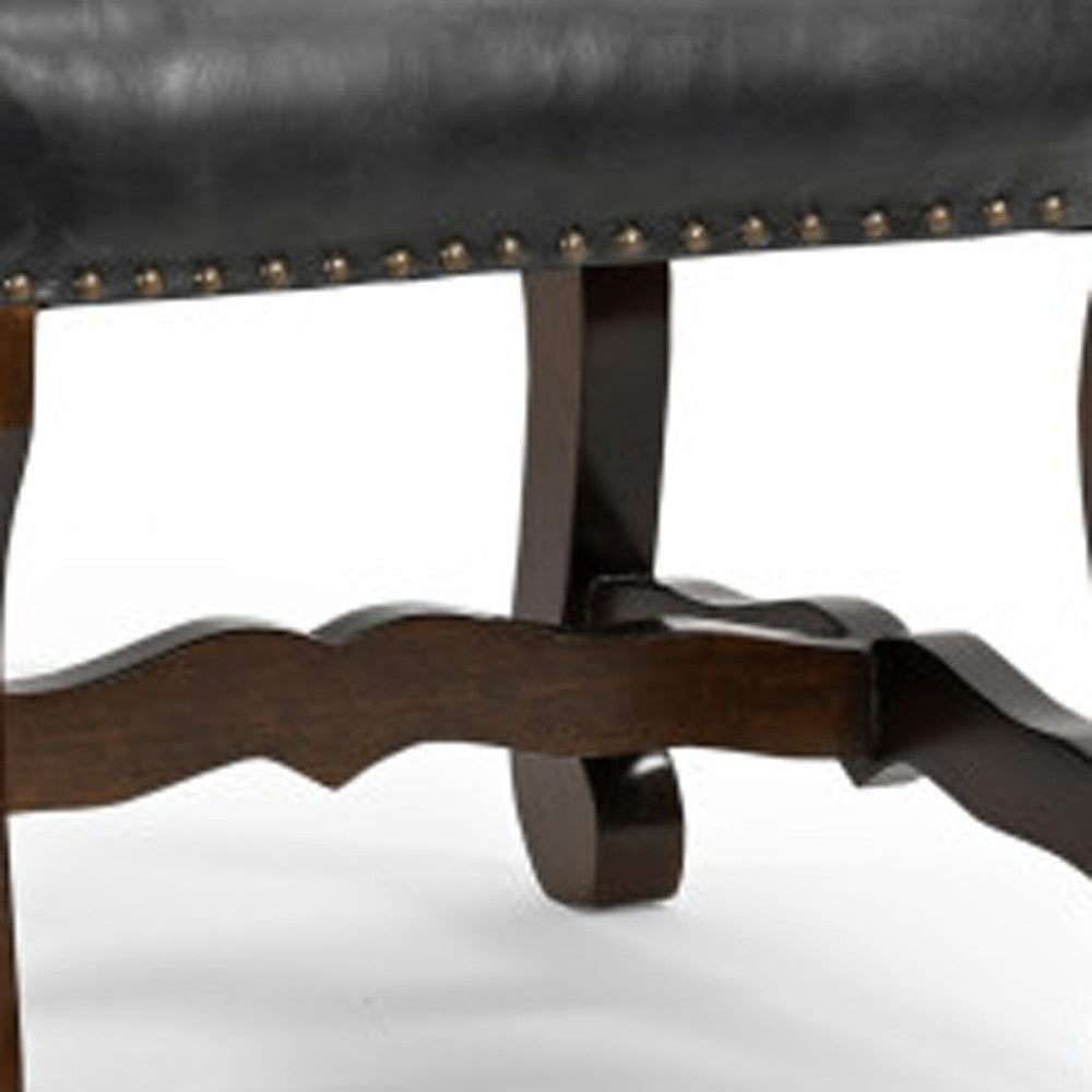 Black Gray & Dark Brown Solid Wood Chenille & Leather Dining Chair - Set of 2