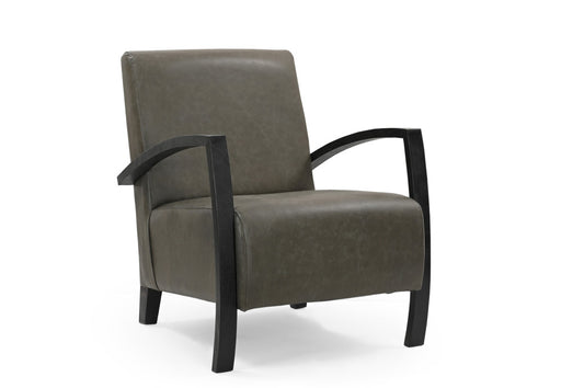 Green & Black Top Grain Leather Arm Chair