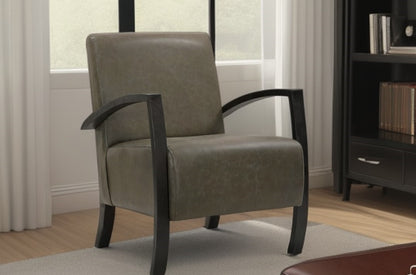 Green & Black Top Grain Leather Arm Chair
