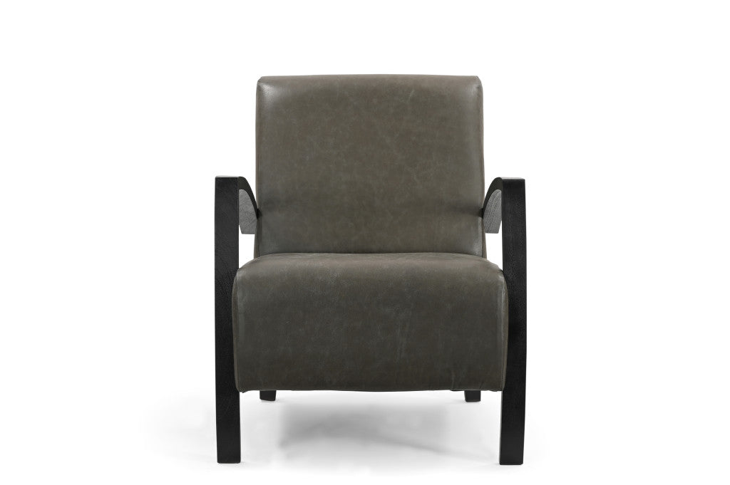 Green & Black Top Grain Leather Arm Chair