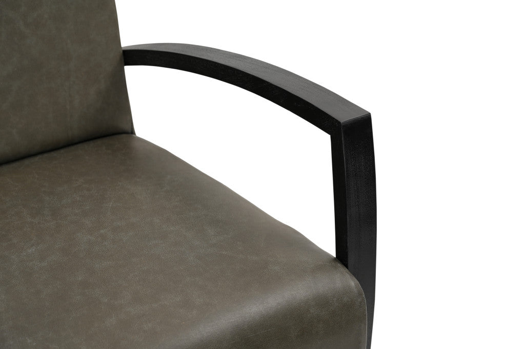 Green & Black Top Grain Leather Arm Chair