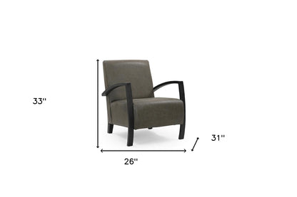 Green & Black Top Grain Leather Arm Chair