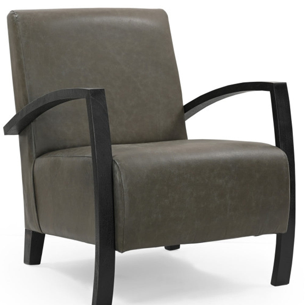 Green & Black Top Grain Leather Arm Chair