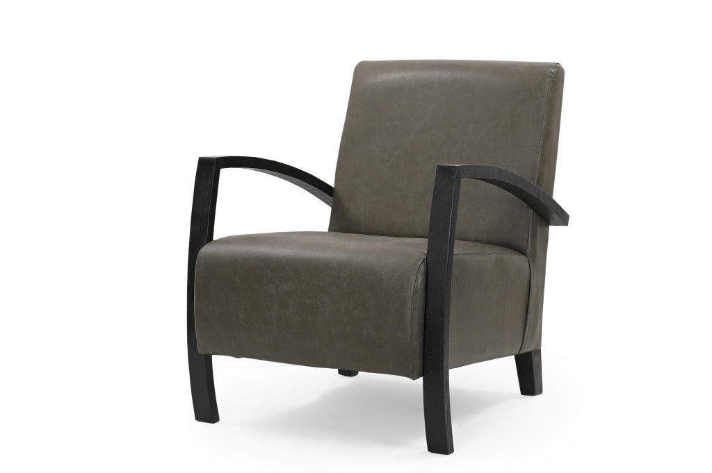 Green & Black Top Grain Leather Arm Chair