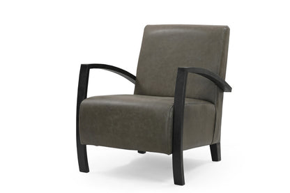 Green & Black Top Grain Leather Arm Chair