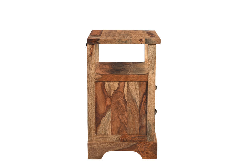 Brown 2 Drawer Solid Wood Nightstand