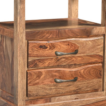 Brown 2 Drawer Solid Wood Nightstand