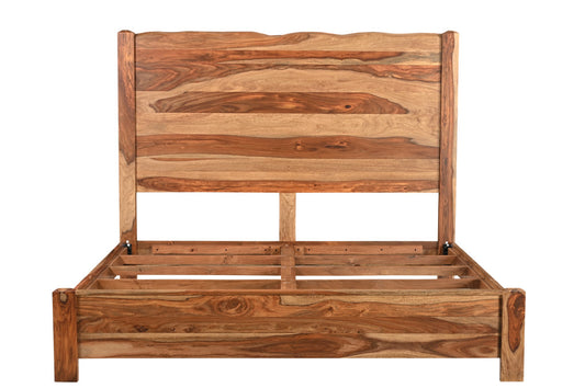 Brown Live Edge Solid Wood Bed Frame