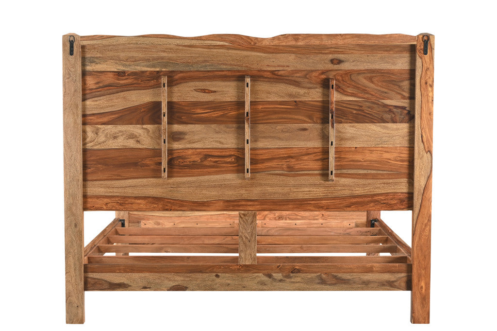 Brown Live Edge Solid Wood Bed Frame