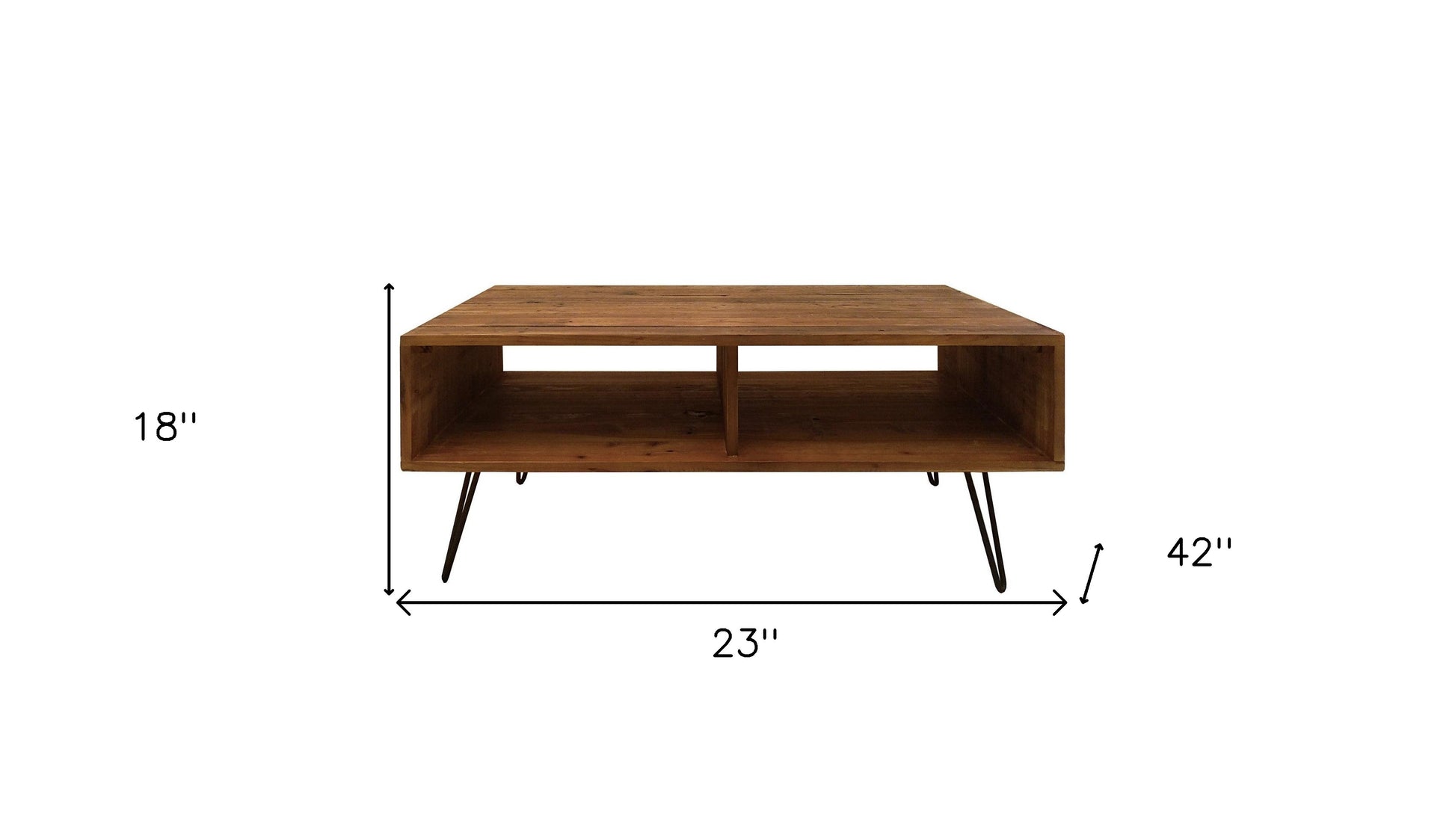 Brown & Black Wood & Metal Coffee Table w/ Shelf image 6