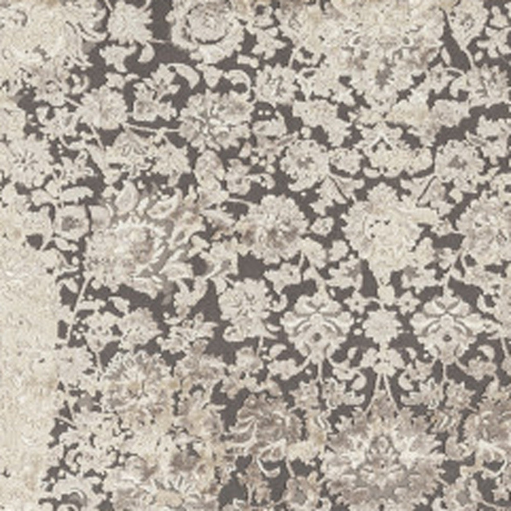 8 x 10 Gray & Ivory Floral Rug