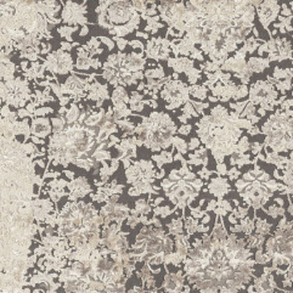 8 x 10 Gray & Ivory Floral Rug