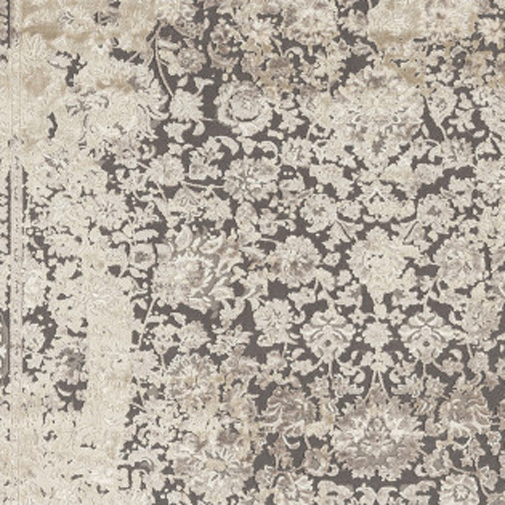 8 x 10 Gray & Ivory Floral Rug