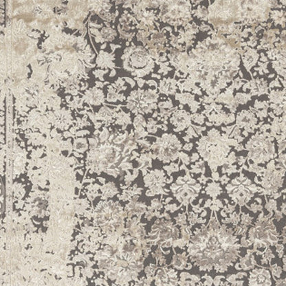 8 x 10 Gray & Ivory Floral Rug