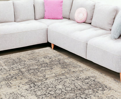 8 x 10 Gray & Ivory Floral Rug