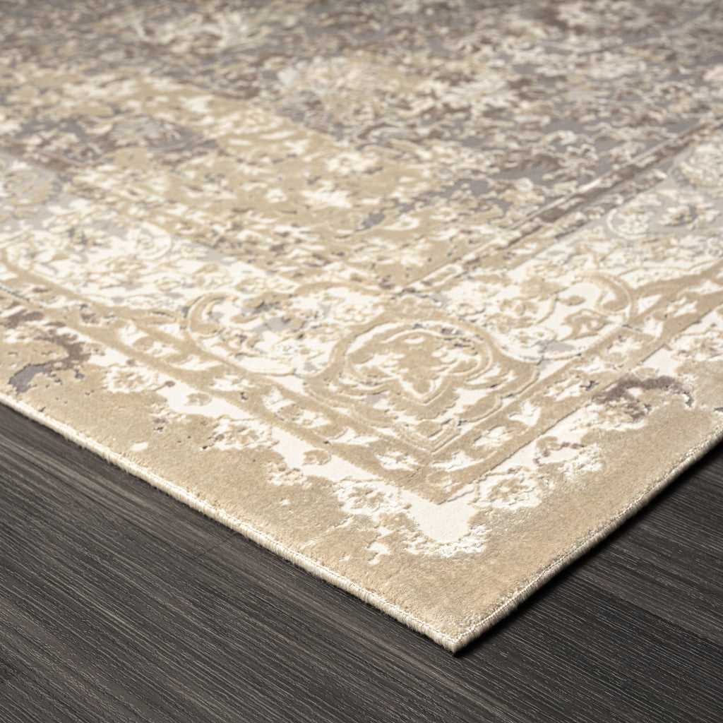 8 x 10 Gray & Ivory Floral Rug