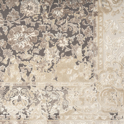 8 x 10 Gray & Ivory Floral Rug